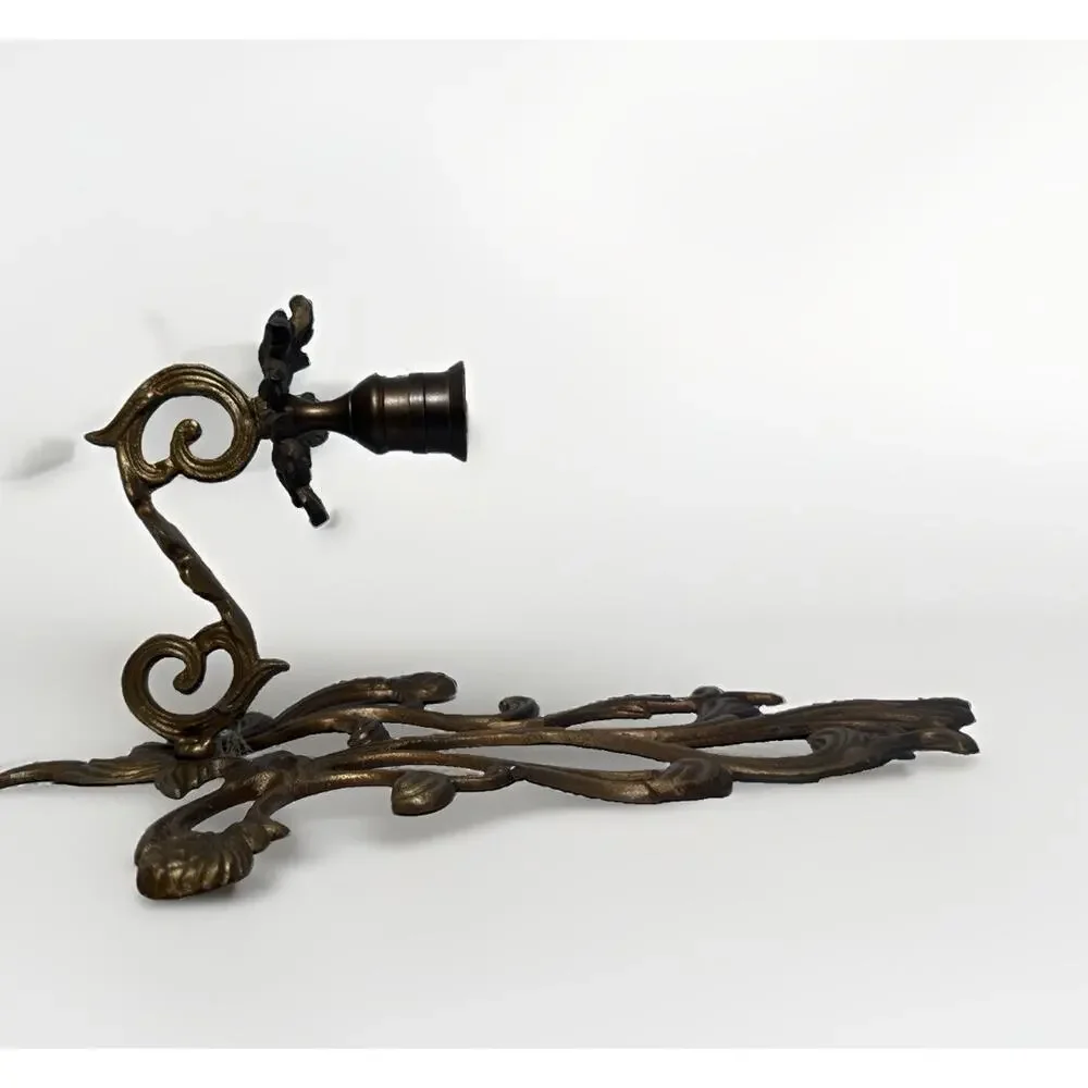 Elegant Vintage Solid Brass Floral Wall Sconce Double Candle Holder Rococo 13”